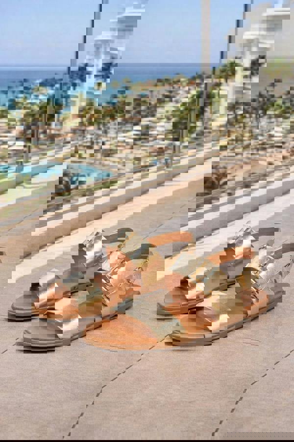 Trendy Trotters Gold Sandals With Adjustable Strap - Women’s Stylish Flat Summer Shoes