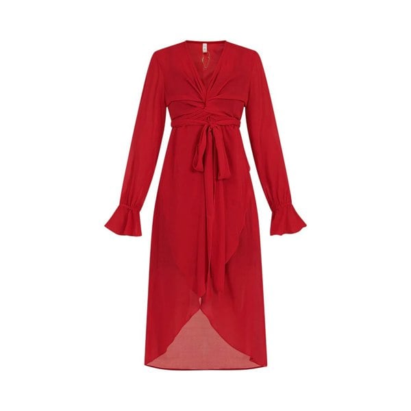 Houli midaxi wrap dress red