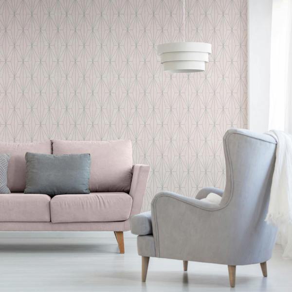 Darcy James Aspen Geo Pink & Silver Wallpaper