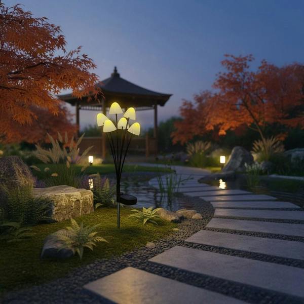 Milagro Mushrooms Solar Lamp 3000K Ip44 Green + White