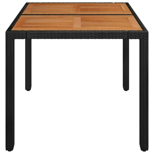 Berkfield Garden Table with Wooden Top Black 90x90x75 cm Poly Rattan