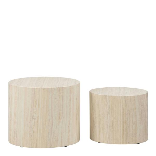 Wyld Haus Sendai Light Oak Colour Tavertine Effect Oval Coffee Table Set
