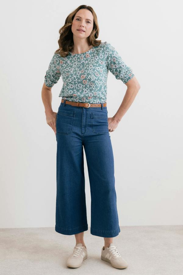 Lily & Me Meadow Printed Top Ocean