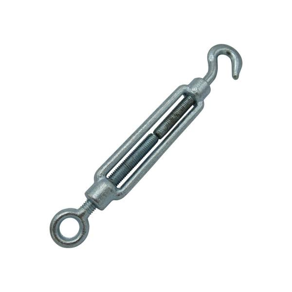 x1 M10 Galvanised Forged Straining Screw Hook And Eye - Caravan Turnbuckle Open Body