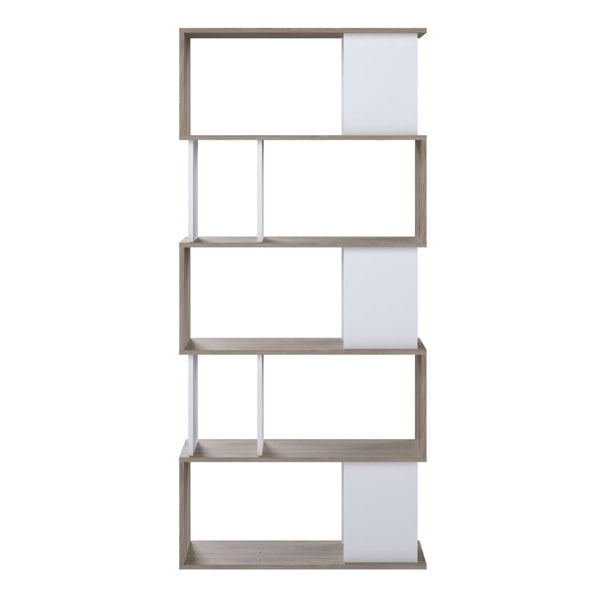 Furniture To Go Maze Open Bookcase 4 Shelves in Jackson Hickory Oak and White