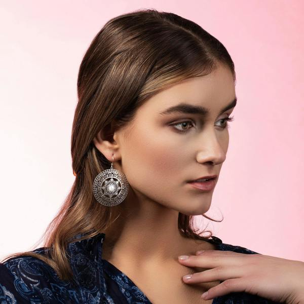 Large Mandala Earrings with Mother of Pear - namana.london