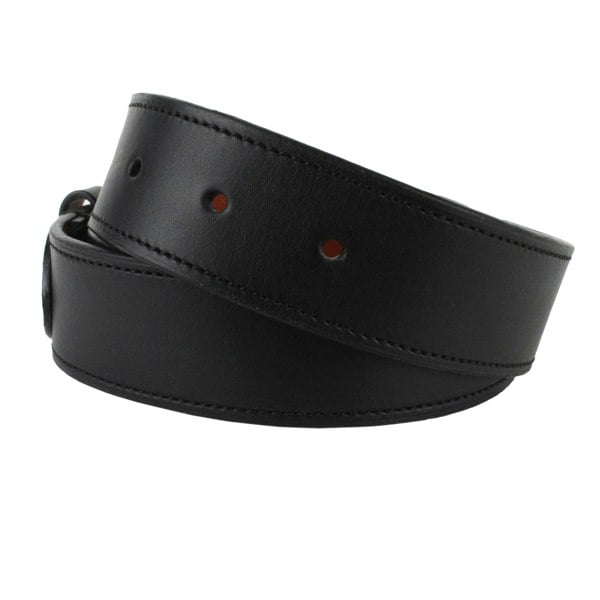 Dunhill black leather belt with rounded brass tone buckle