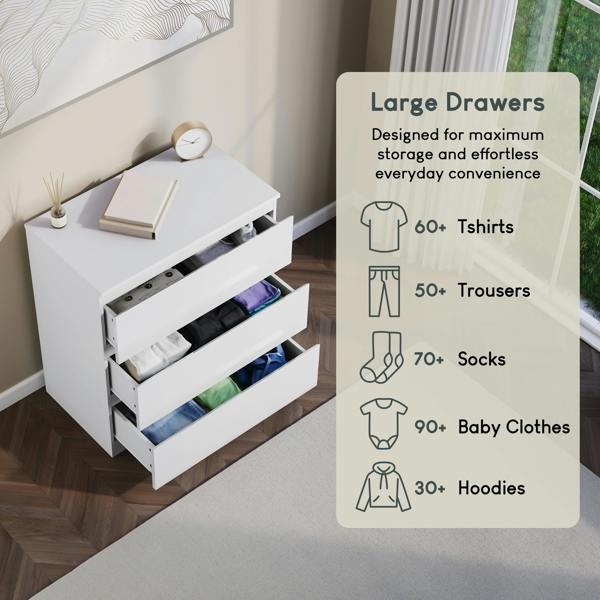 Vida Designs Glinton 3 Drawer Chest, Black