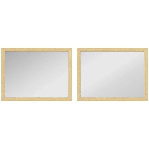 Bobobiy Wall Bathroom Mirror, 30 x 40 cm Wall-Mounted Mirror for Living Room, Bedroom, Hallway, Set of 2, Natural