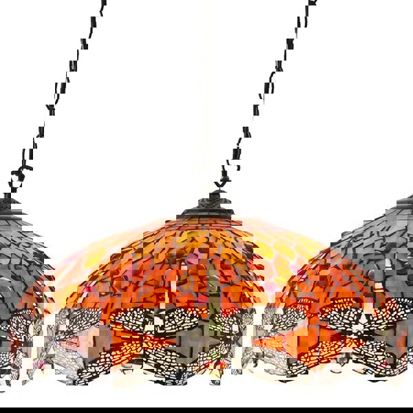 Tiffany Glass Hanging Ceiling Pendant Light Orange Dragonfly 3 Lamp Shade i00112 Loops