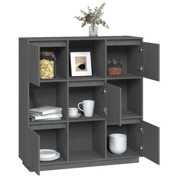 Berkfield Highboard Grey 110.5x35x117 cm Solid Wood Pine