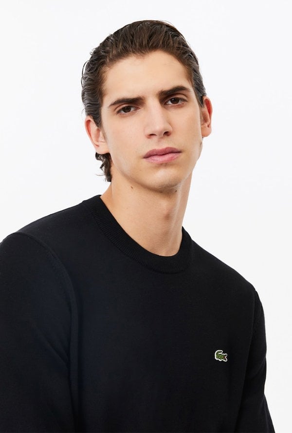 Lacoste Men's Monochrome Crew Neck Sweater - Black