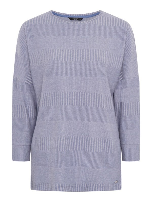 TIGI-Wear Solid Textured Three Quatered Sleeve Top