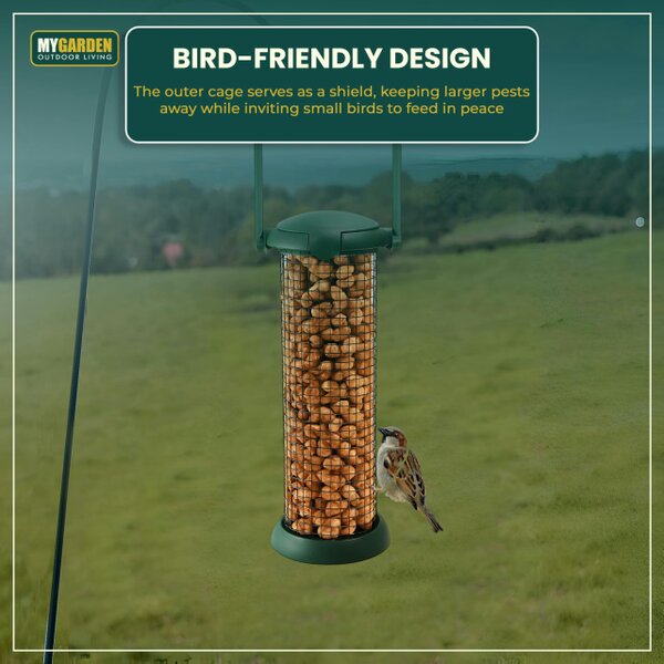 My Garden Outdoor Living My Garden Hanging Bird Feeder 2 Pack Peanut Feeders for Birds Rust Resistant Metal Mesh for Outdoor Birds & Carry Handle