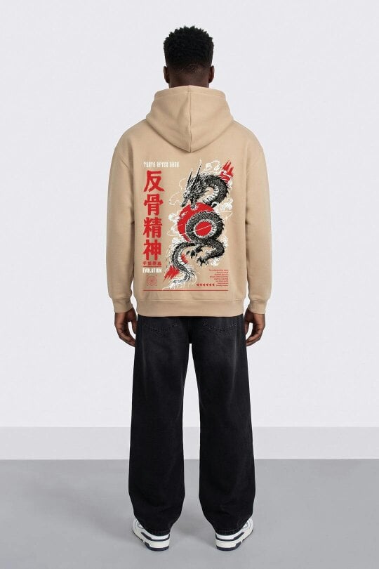 London Attitude Tokyo After Dark Graphic Hoodie - Nude