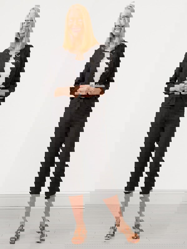 PennyPlain Linen Blend Cropped Trousers - Charcoal