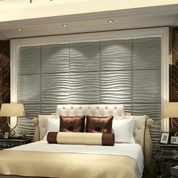 ENER-J Nile Wave 3D Grid PU Leather Wall Panels - 60x60cms, 10mm Thickness Size 600 x 600 mm (Pack of 4)