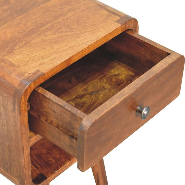 Wyld Haus Pama Small Chestnut Mango Wood Curve Low Bedside Table