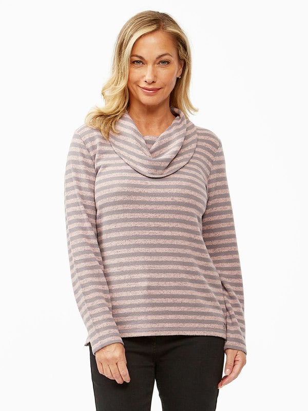 PennyPlain Supersoft Cowl Neck Top - Dusk