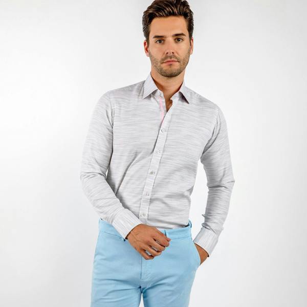 PASTEL KNITTED COTTON CLASSIC SHIRT - Premium Men's Patterned Shirt by Claudio Lugli | Bold Design, Tailored Fit, Best Printed Shirts