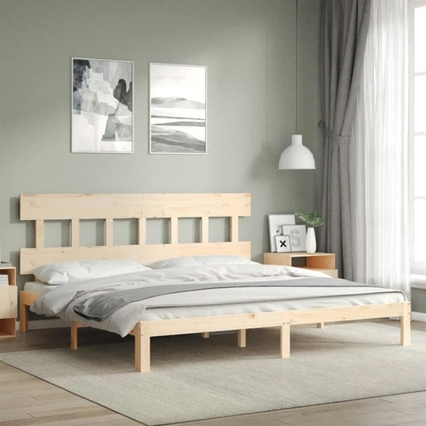 Berkfield Bed Frame with Headboard 200x200 cm Solid Wood