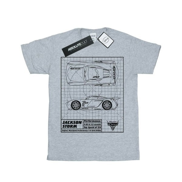 Disney Boys Cars Jackson Storm Blueprint T-Shirt - Sports Grey