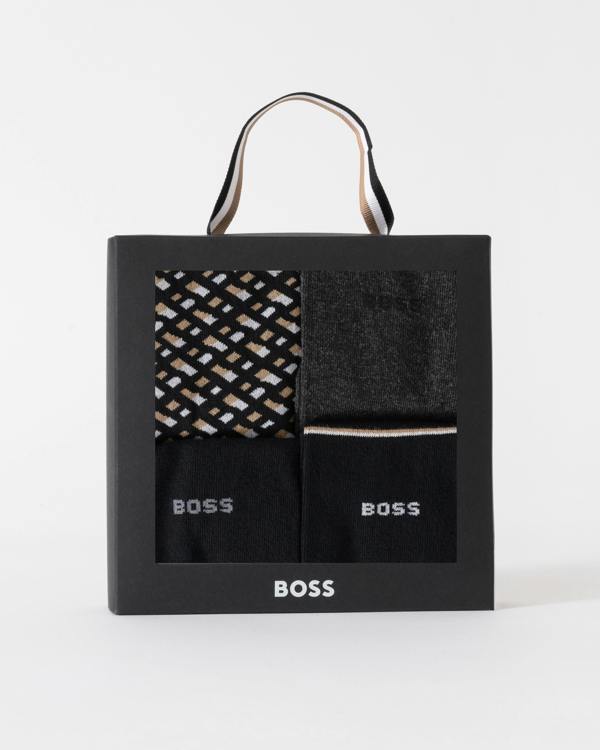 BOSS Orange Mens Monogram 4 Pack Sock Gift Set - Black 002