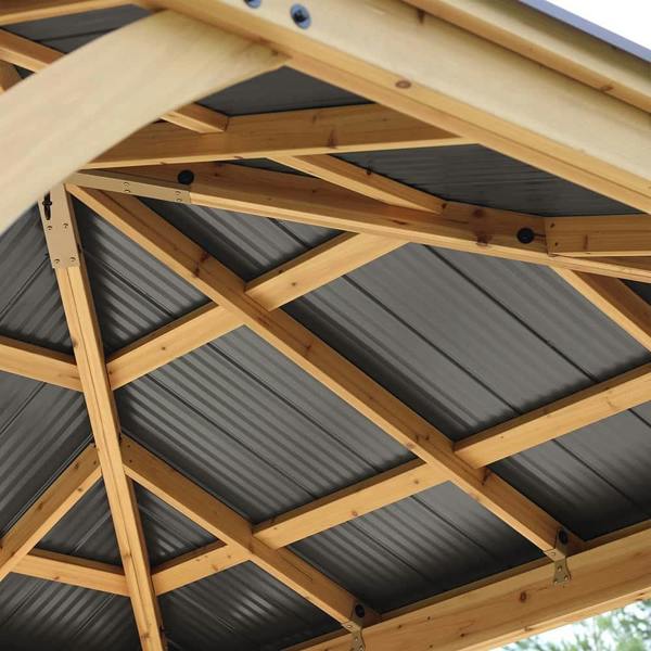 Yardistry Wooden Gazebo 12ft x 12ft (3.7m x 3.7m), Meridian Series 3.7m x 3.7m Wooden Gazebo 4