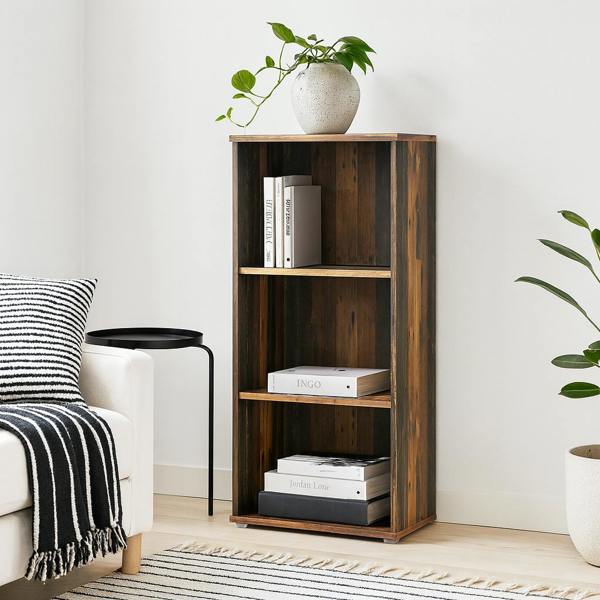 Wyld Haus Bucharest Tall Narrow 2 Shelf Vintage Oak Wooden Bookcase
