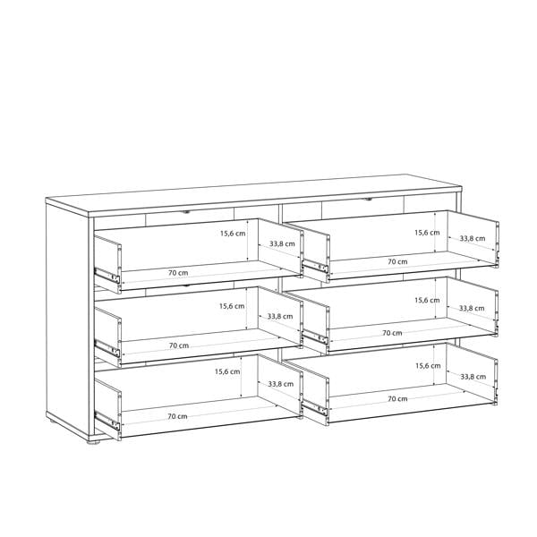 Alice Springs 6 Drawer Wide Chest with Push-to-Open Drawers in Terracotta