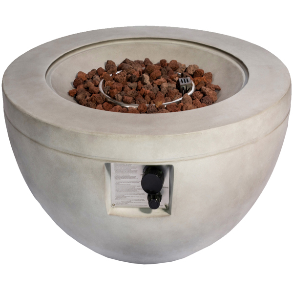 MDA Designs TABITI Light Grey Gas Fire Pit for Garden & Patio Luxurious Eco-Stone Finish Outdoor Heater