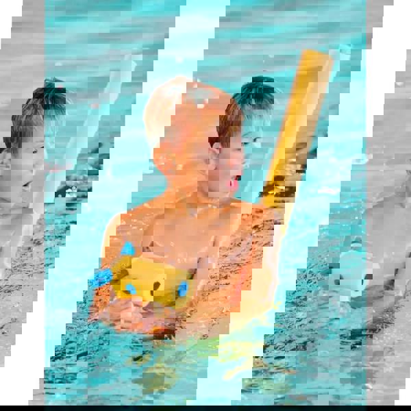 Yellow and blue comfy pony whistle noodle water gun with foam stick