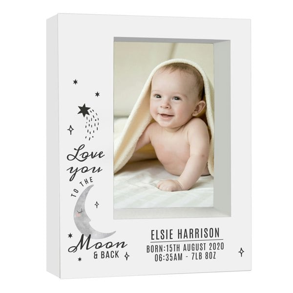 Personalised Memento Company Personalised Baby To The Moon and Back 5x7 Box Photo Frame