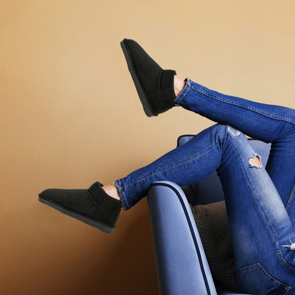 VIVA Women's Faux Fur Lined Boot Slippers - Memory Foam Anti-Slip Sole