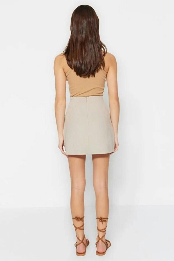 WOVCOR High Waist A-line Mini Woven Skirt