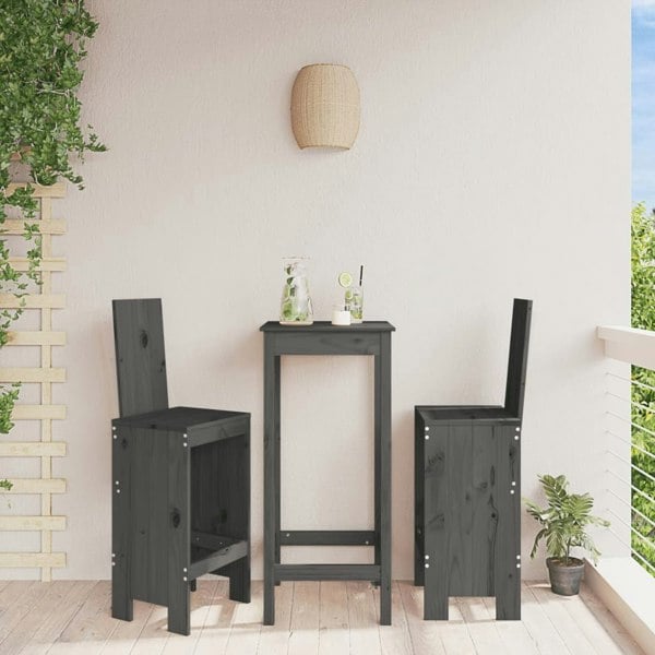 Berkfield Bar Stools 2 pcs Grey 40x42x120 cm Solid Wood Pine