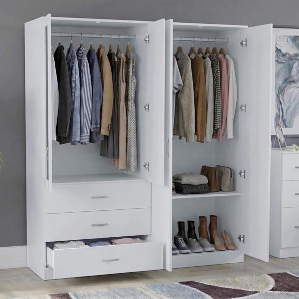 Vida Designs Riano 4 Door 3 Drawer Mirrored Wardrobe