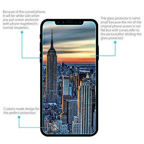 Iphone X Protector, Tempered Glass Protective Films Invisible Transparent Clear Protection Display Shield for Iphone X