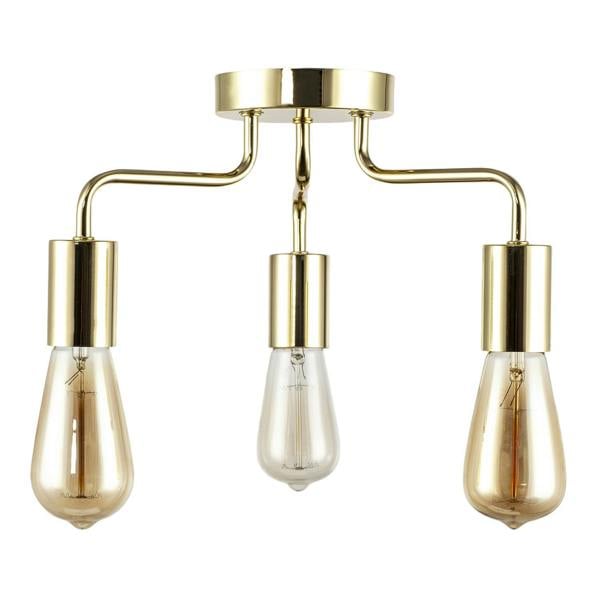 Polished Gold Semi Flush Ceiling Light to Showcase Filament Bulbs Image 1