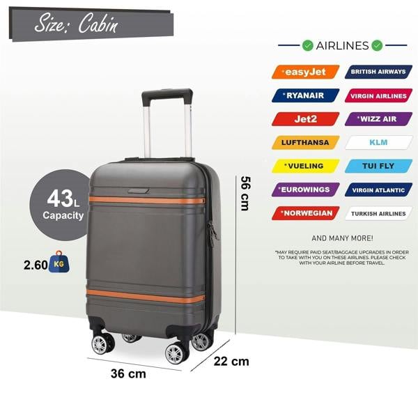 Infinity Luggage Hard Shell Modern Dual 4 Wheel Luggage Suitcase Set