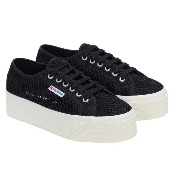 Superga Womens 2790 Mesh Trainers - Black/White