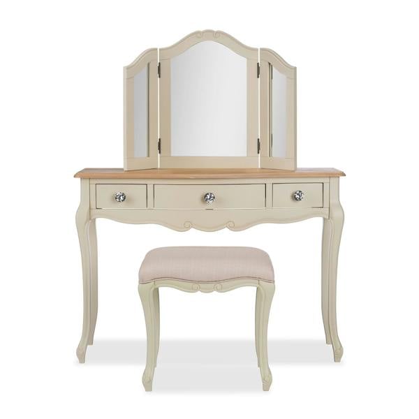 Statement Furniture Juliette Dressing Table Set with Crystal Handles. French Table, Mirror and Stool