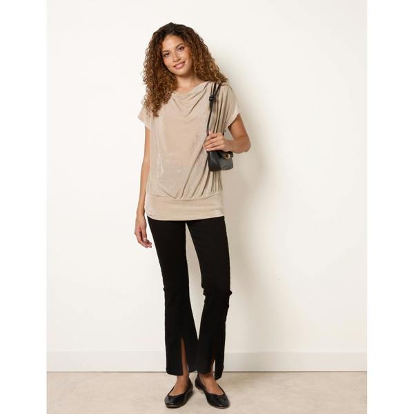 Blue Vanilla Draped Cowl Neck Deep Hem Top