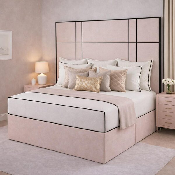 Great British Beds Alice headboard with Contrast Border Divan Bed