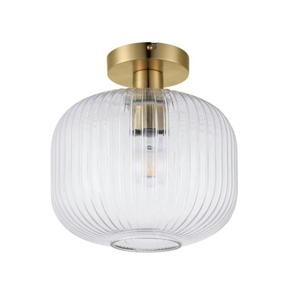 COSYLYTE Maple Modern Ribbed Glass Brass Ceiling Light