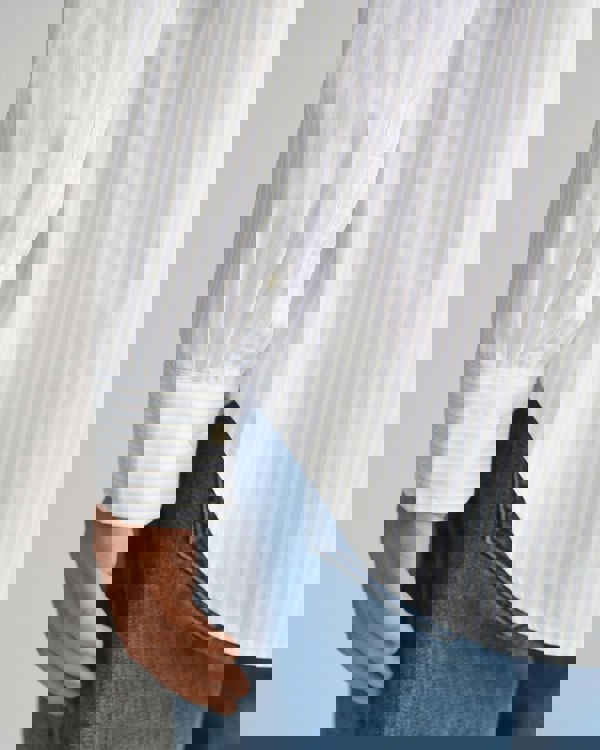 GANT Mens Regular Fit Long Sleeve Poplin Stripe Shirt - 455 Light Blue