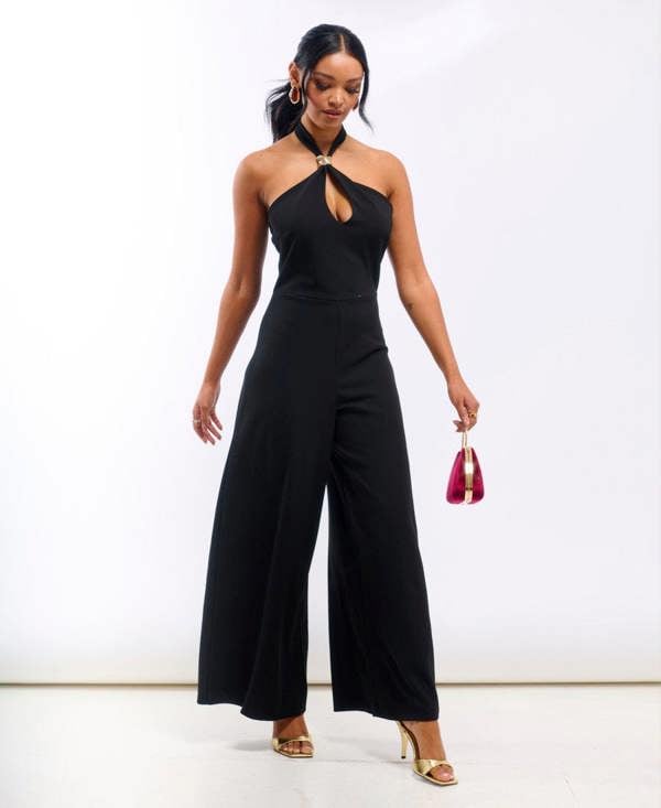 Needs No Label Black Hardware Halterneck Jumpsuit