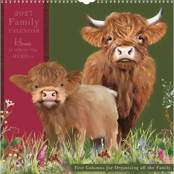 Highland Cows Family Organiser 2027, Family Planners, Month To View, Animals, Gift