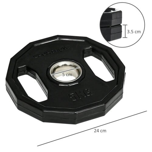 Bobobiy Olympic Weight Plates Set, Metal and Rubber Bumper Plates Weights Discs with 2"/5cm Holes, 2 x 5kg, Black