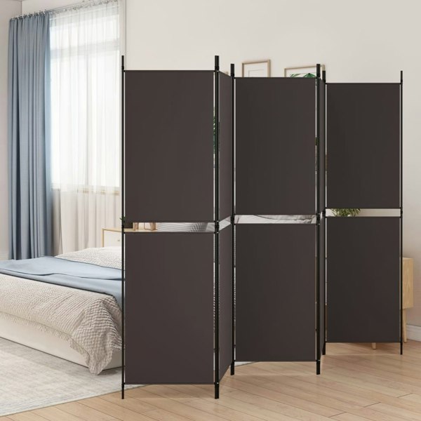 Berkfield 5-Panel Room Divider Brown 250x180 cm Fabric
